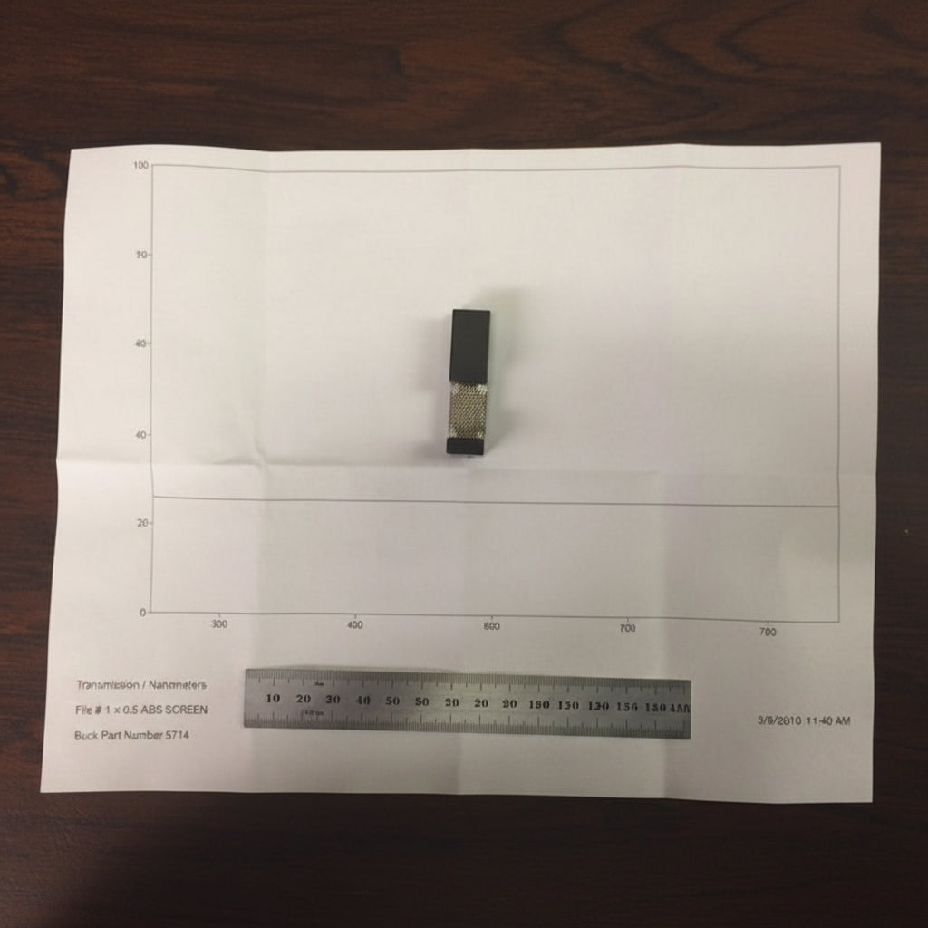 Small cylindrical object on a piece of paper with measurements on a wooden surface