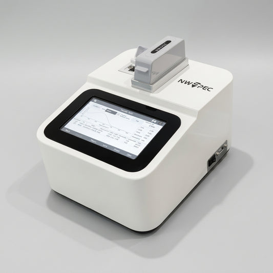 White electronic device with a screen and card reader on a white background