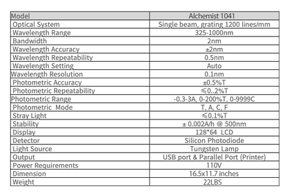 Vision 1041 Visible Spectrophotometer