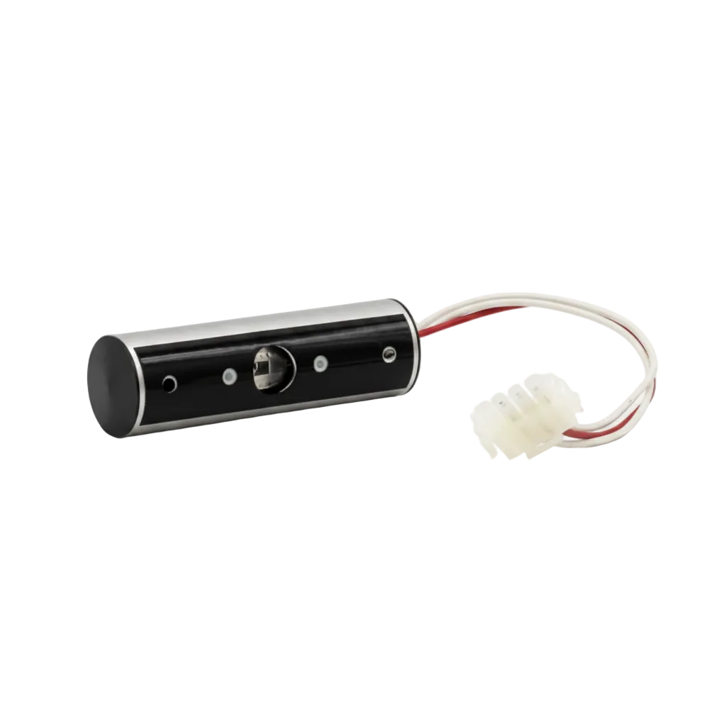 A small cylindrical black and silver electronic lamp component with a red-and-white wire connector, shown on a light gray background above text reading 'Applied Biosystems (ABI) / Kratos / Spectra Physics / Perkin Elmer UV /Vis D2 Lamp'.