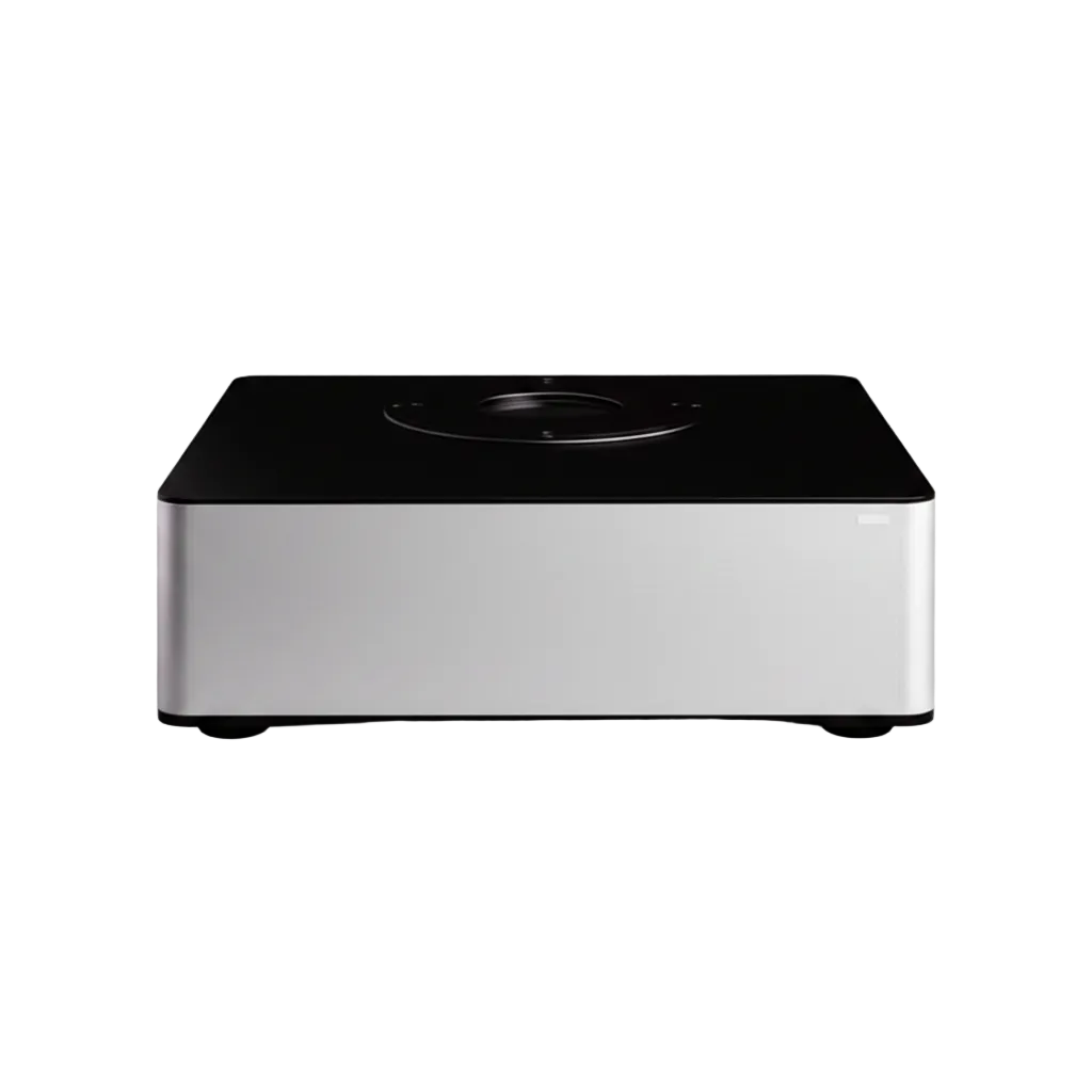 A desktop scientific instrument, specifically a Perkin Elmer ASC1800 spectrophotometer, featuring a silver aluminum body, a black top lid, and green text and logo accents.
