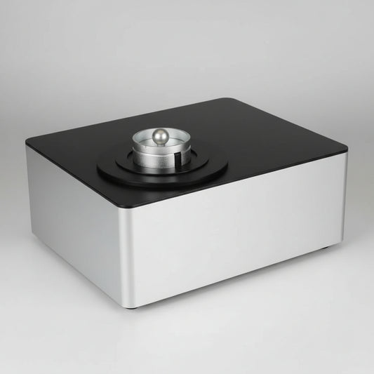 A Precise NIR 10 analytical balance with a silver and black metallic body, featuring a