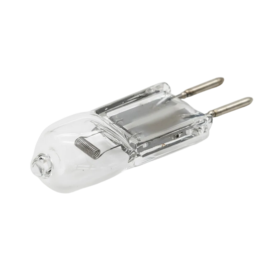 A clear glass Shimadzu UV PC Tungsten lamp with two metal pins, shown on a light gray background with text below reading 'Shimadzu UV PC Tungsten Lamp'.